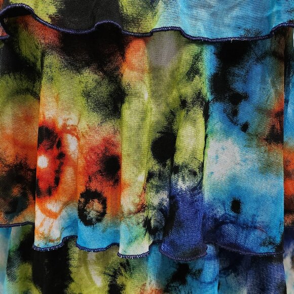 Tie Dyed Ruffled Tiered Sleeveless Blouse - Picture 6 of 7